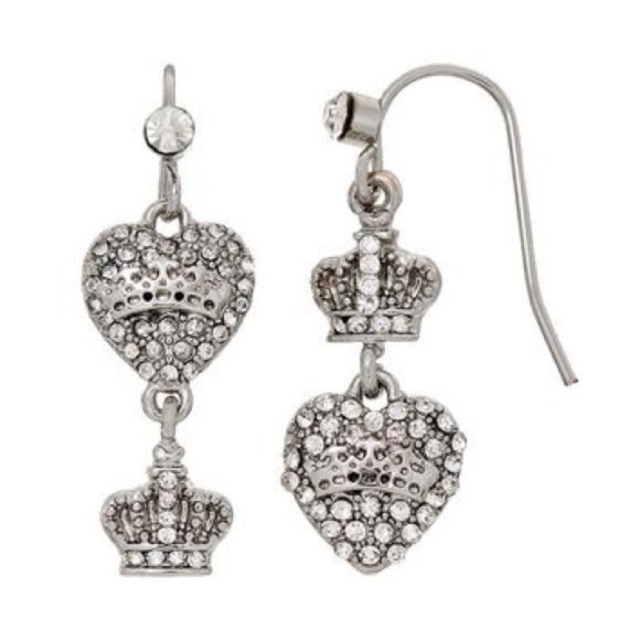 Juicy Couture Jewelry - Juicy Couture Silver Crystal Heart Earrings NWT